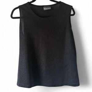 Vintage Notations Black Tank Top High Neck Sheer Sleeveless Knit Large